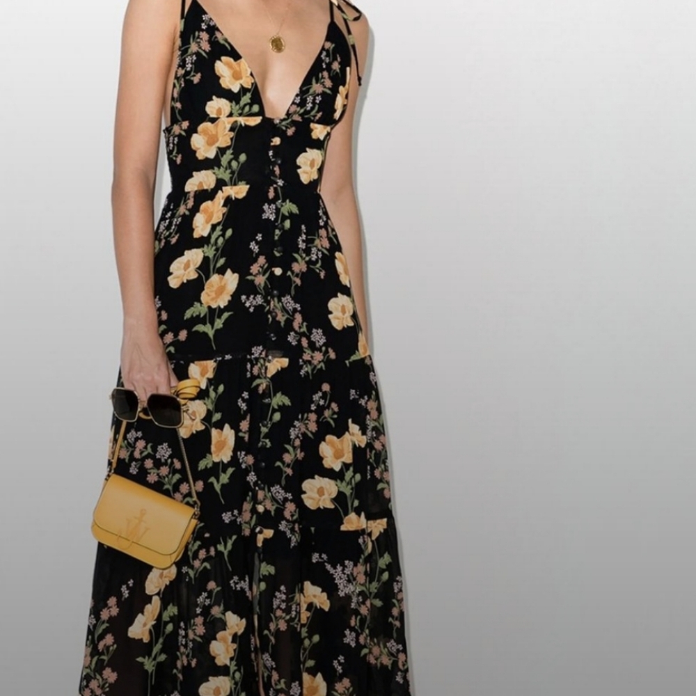 NWOT $388 REFORMATION Jaden Floral Midi Dress, Size 8